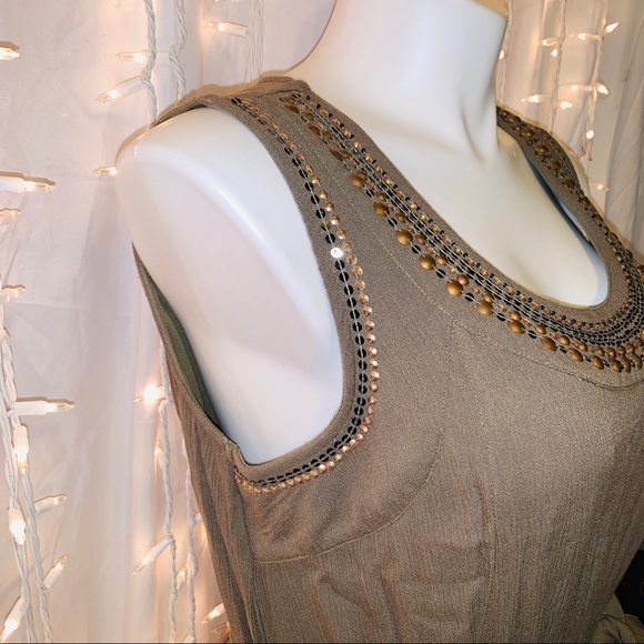 LANE BRYANT ⭐️ Long Olive Green Sleeveless Dress - Picture 4 of 10